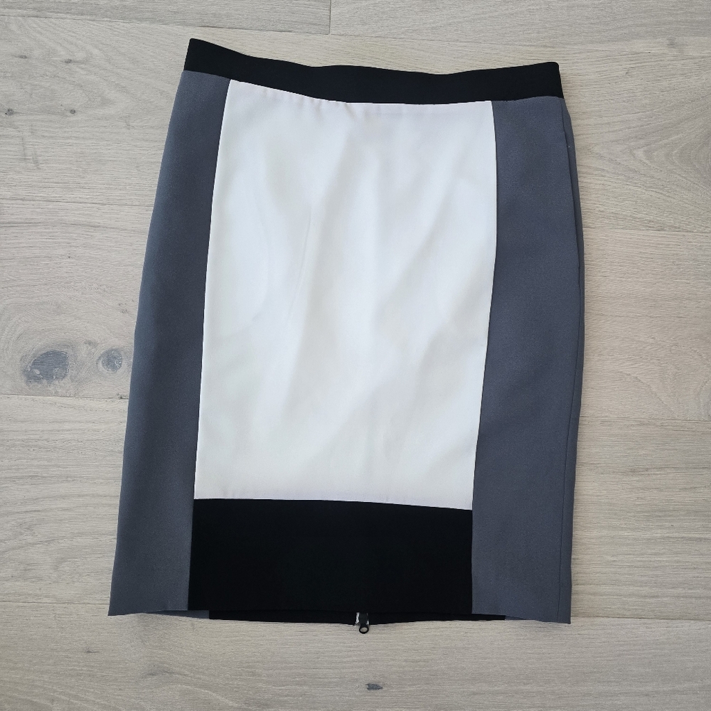 Narciso Rodriguez Black, White, and Gray Pencil Skirt, Size 2